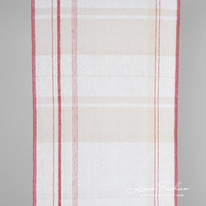 Leinenstoff mit grauen und roten Streifen | Reine Leinenstoffe | Breite 50cm | Gewicht 200g/m2 | hergestellt von Siulas, Litauen