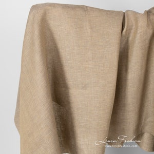 Linen fabric minor brown checks | Pure Linen Fabric | Width 150cm (59) | Weight 160g / m (4.72oz / yd) | Made by Siulas, Lithuania