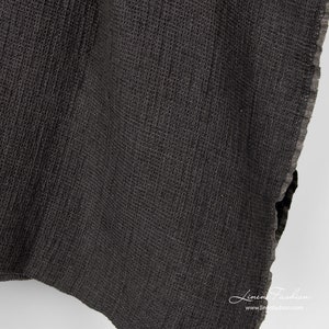 Washed anthracite grey waffle weave linen fabric | width 140cm(55) ± 5%; weight ±280gsm(8.26oz/yd) | made by Siulas, Lithuania