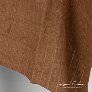 Striped linen fabric brown | Washed Linen Fabric | Width 145cm(57&quot;) ± 5% | Weight ± 155g / m (4.57oz / yd) | Made by Siulas, Lithuania