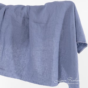 Dusty blue linen fabric, washed | Washed Linen Fabric | Width 175cm (69) ± 5% | Weight ± 210g / m (6.19oz / yd) | made by Siulas