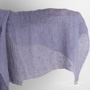 Transparent violet linen fabric in checks | Washed Linen Fabrics | Width 145cm ± 5% | Weight ± 140g / m | Made by Siulas, Lithuania