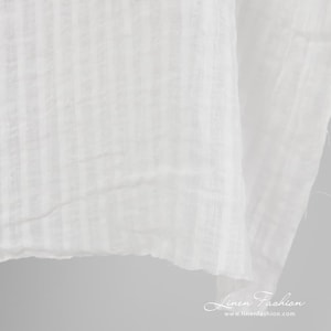 Washed off white striped linen fabric | Washed Linen Fabric | Width 145cm(57) ± 5%; weight ±140gsm(4.13oz/yd) | made by Siulas, Lithuania