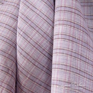 Linen fabric in lavender checks | Pure Linen Fabric | Width 150cm (59) | Weight 125g / m (3.69oz / yd) | Made by Siulas, Lithuania