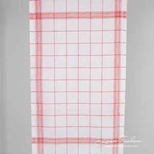 Linen fabric in red checks | Pure Linen Fabrics | Width 50cm | Weight 160g / m2 | made by Siulas, Lithuania