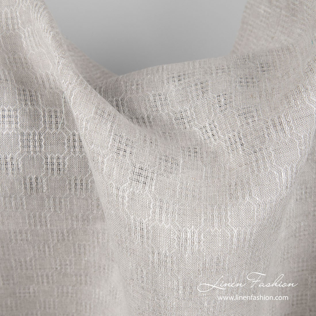 Linen Light Grey Patterned Fabric Pure Linen Width 150cm 59 Weight