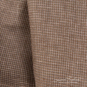 Linen fabric in brown “waffle” checks | Pure Linen Fabric | Width 150cm (59) | Weight 125g / m (3.69oz / yd) | Made by Siulas, Lithuania