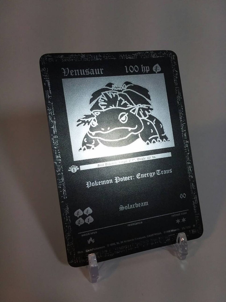 POKEMON TCG VENUSAUR BASE SET 1ST ED CUSTOM MADE METAL CARD EXCELLENT QUALITY