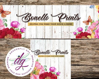 Etsy Banner + Avatar | Whitewash Wood Floral Style Banner | 2 Piece Set | Store Graphics, Etsy Shop Banner, Etsy Banner, DIY etsy Banner