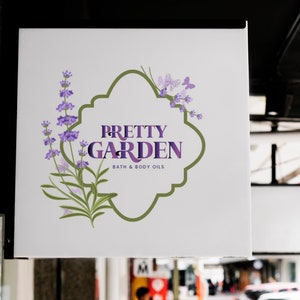 Lavender Flowers With Leaves Logo  | Lavender Nature Logo | Watercolor Lavender Logo | Etsy Shop Store Icon | Botanical Logo