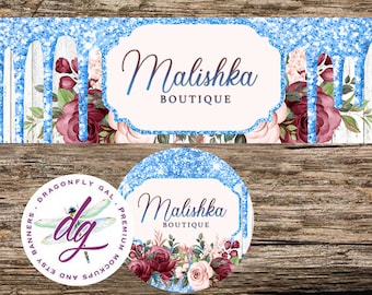Etsy Banner + Avatar | Farmhouse Glitter Floral Style Banner | 2 Piece Set | Store Graphics, Etsy Shop Banner, Etsy Banner, DIY etsy Banner