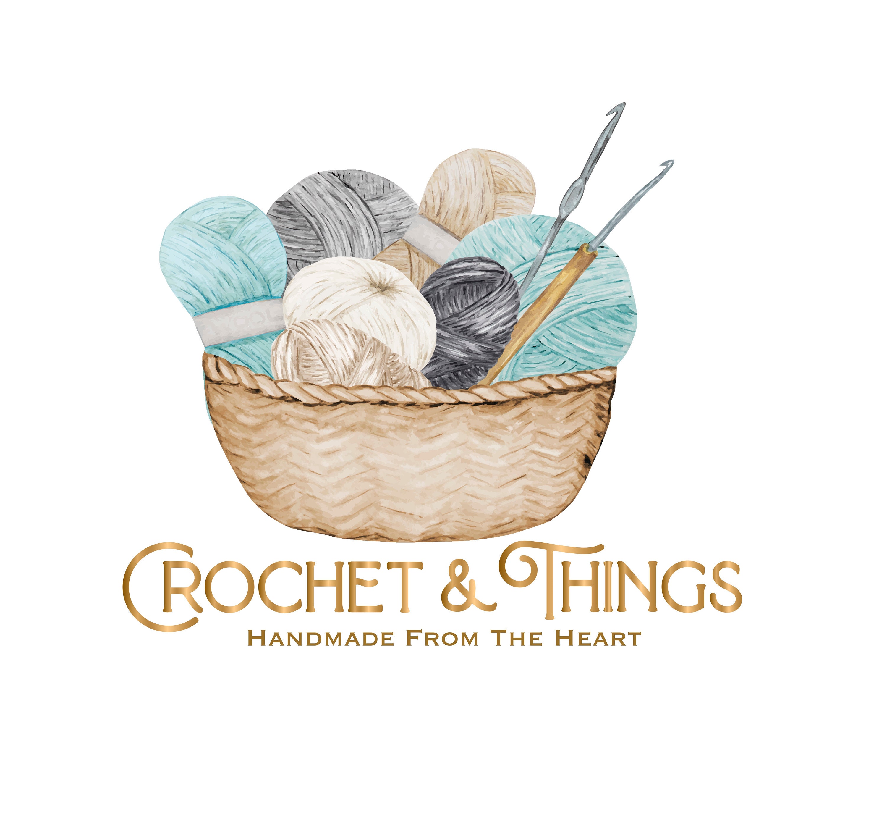 Crochet Logo, Etsy Shop Logo, Yarn Logo, Rustic Logo, Farmhouse Logo