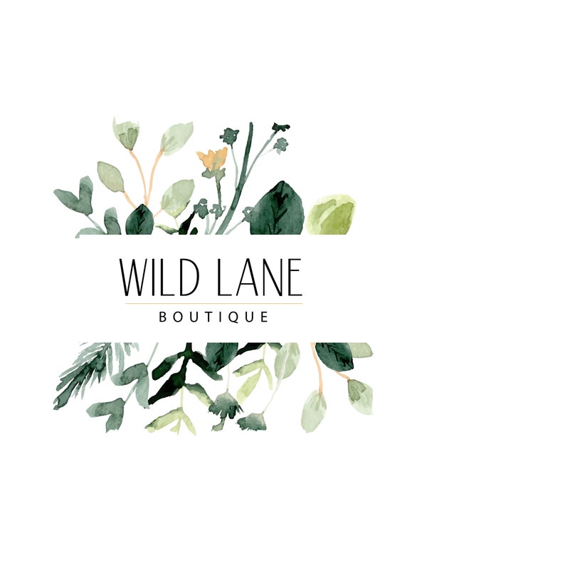 Floral Bouquet Logo Boutique Logo Etsy Shop Store Icon Botanical Logo Watercolor Branch Logo Nature Logo