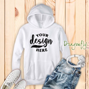 Bella Canvas 3719 White Hoodie Unisex Poly Cotton Fleece Pullover  Mockup, Hoodie Mockup,  White Pullover Mockup |  Hoodie Display