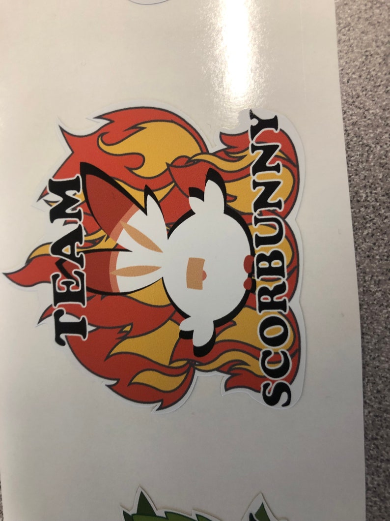 Fan made Pok\u00e9mon Sword and Shield Team Scorbunny stickers