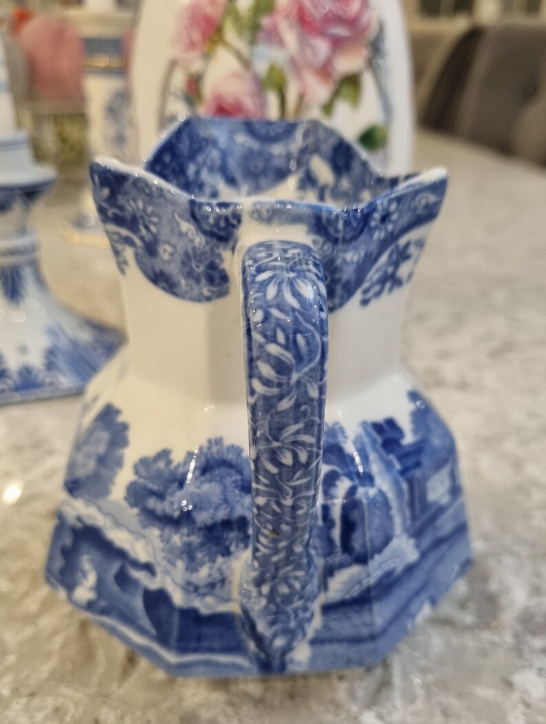 Antique Copeland Spode Italian Blue Octagonal Jug Etsy UK