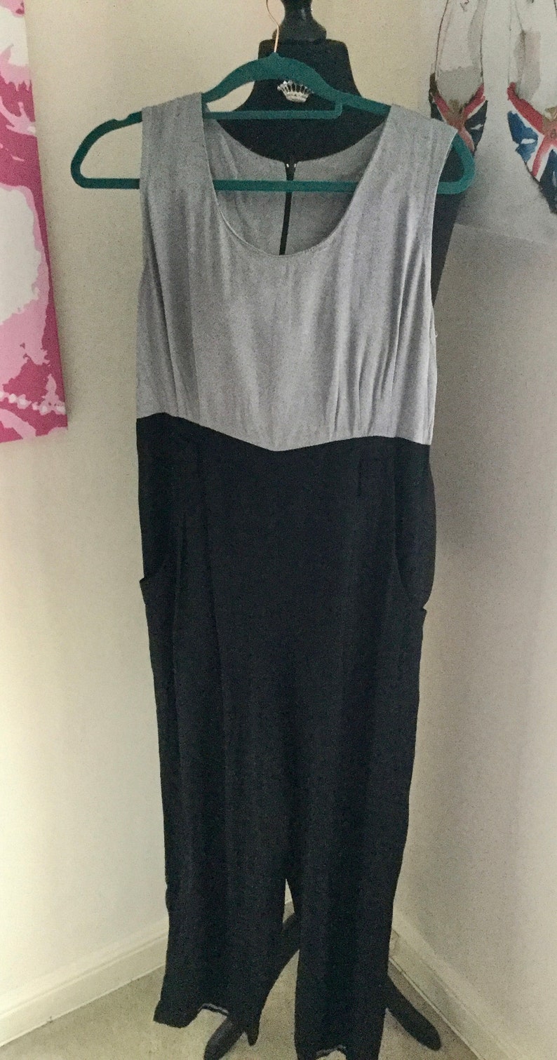 Vintage 1980/' Silver and Black and Two Tone Jumpsuit Size UK 14Small 16