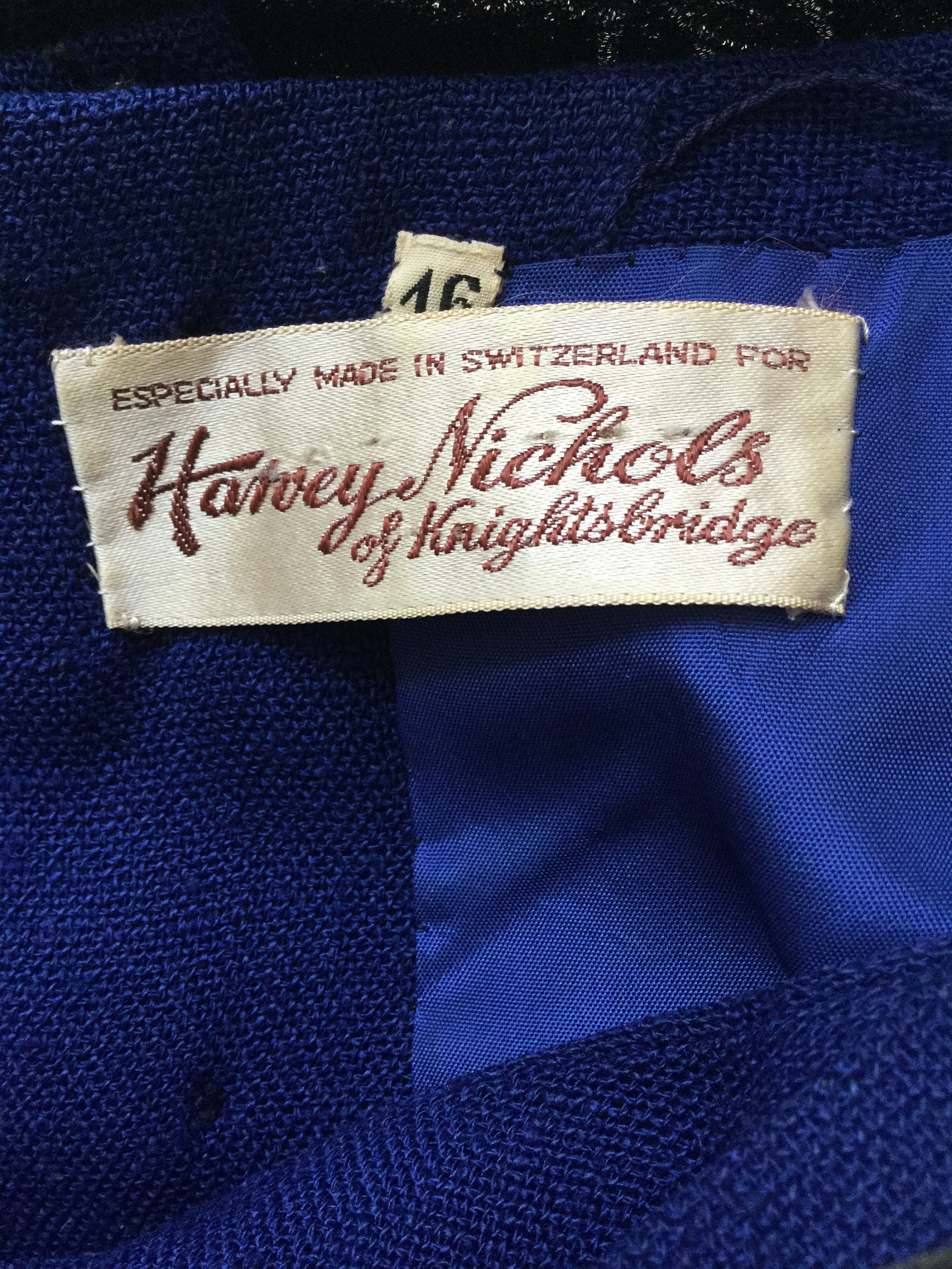 Vintage Harvey Nichols of Knightsbridge Royal Blue With White - Etsy