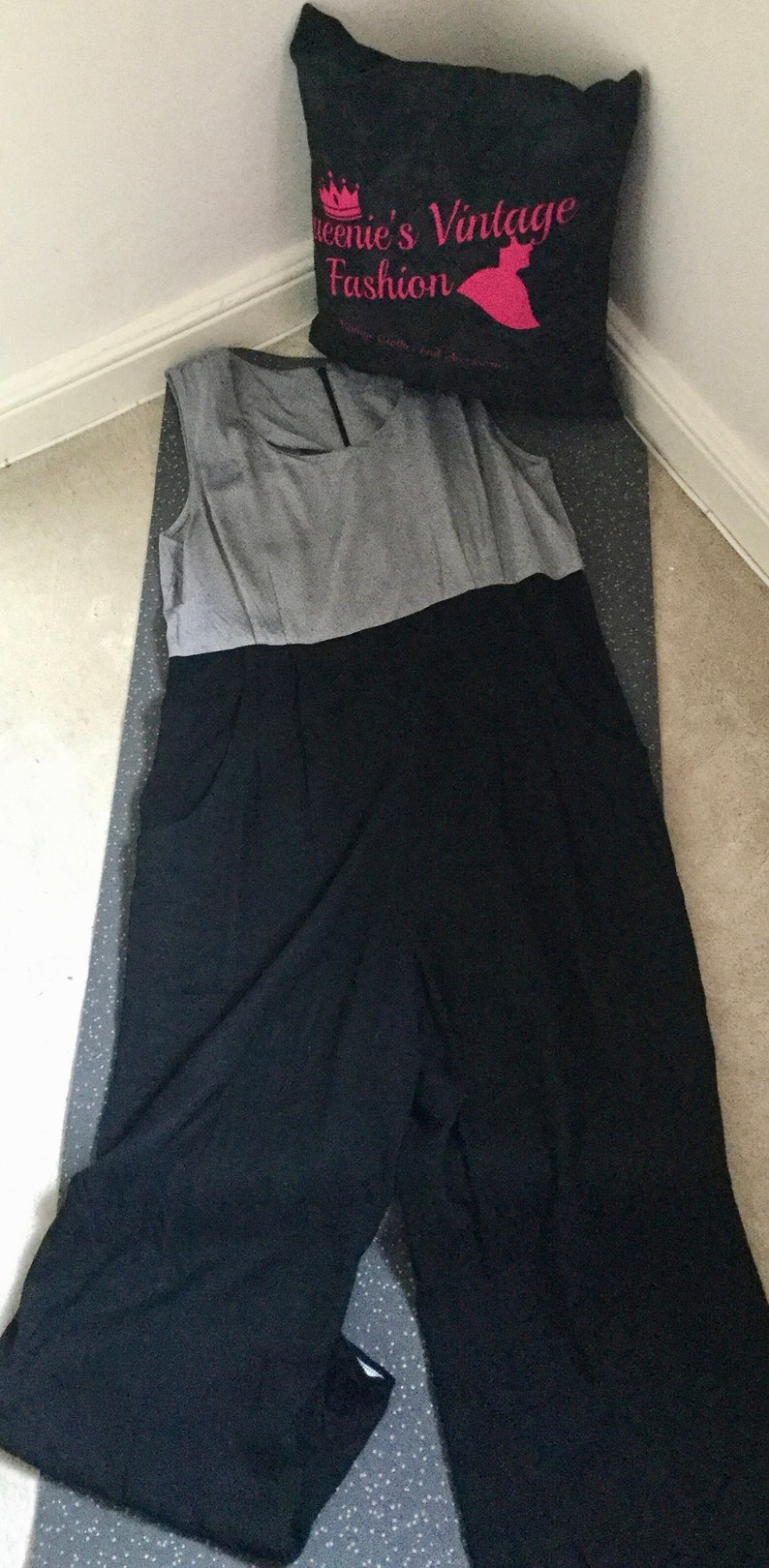 Vintage 1980/' Silver and Black and Two Tone Jumpsuit Size UK 14Small 16