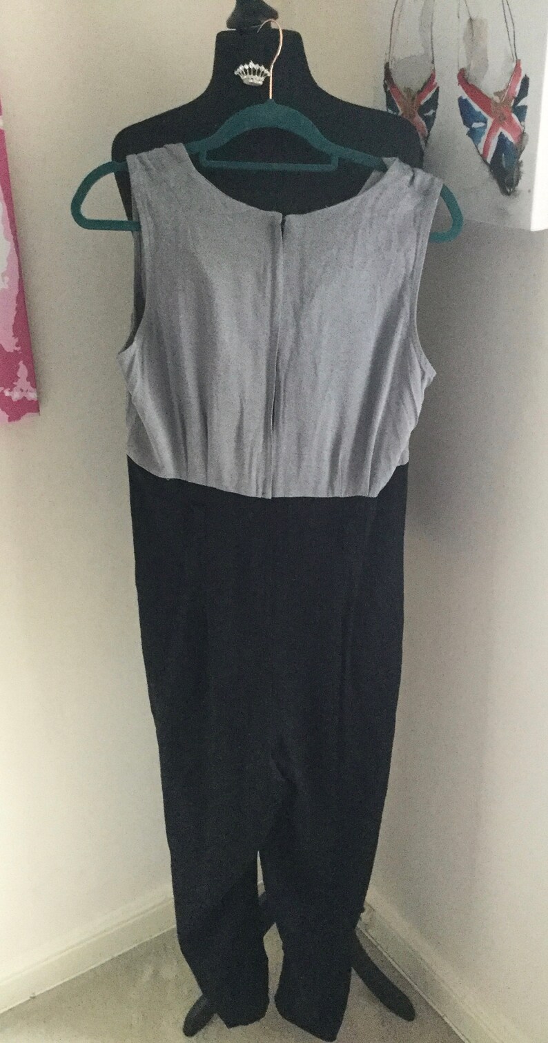Vintage 1980/' Silver and Black and Two Tone Jumpsuit Size UK 14Small 16