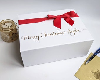 Christmas Magnetic Gift Boxes - Personalised Christmas Eve Gift Box with Ribbon Bow - Christmas Eve Box - Advent Kids Box