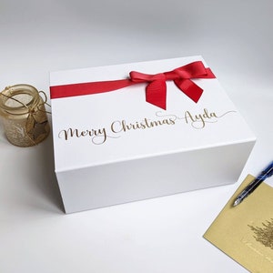 Cajas de regalo magnéticas navideñas - Caja de regalo de Nochebuena personalizada con lazo de cinta - Caja de Nochebuena - Caja de Adviento para niños
