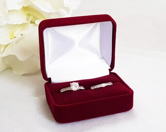 Wood Riding Bride Groom Ring Box Wedding Valentines Ring Holder Jewelry Box 