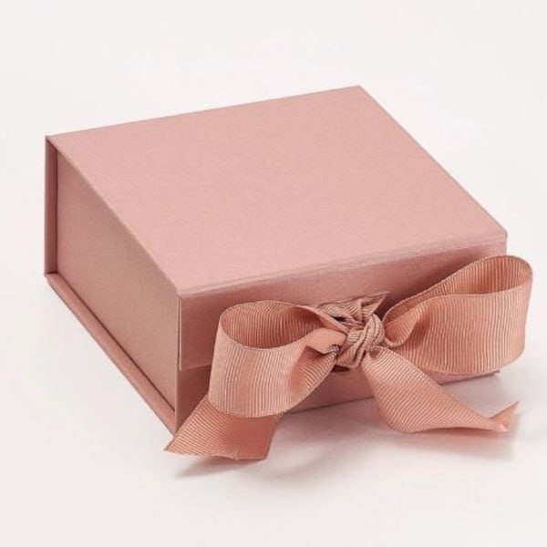 Small Rose Gold Gift Box with ribbon - Flower girl gift box - Rose Gold Magnetic Wedding Favour Box - Jewellery Box - Bridesmaid gift box