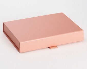 Caja de regalo magnética de lujo mediana A5 - Caja de regalo de dama de honor de oro rosa - Caja de documentos de boda - Caja de regalo de novia - Caja de cartera A5