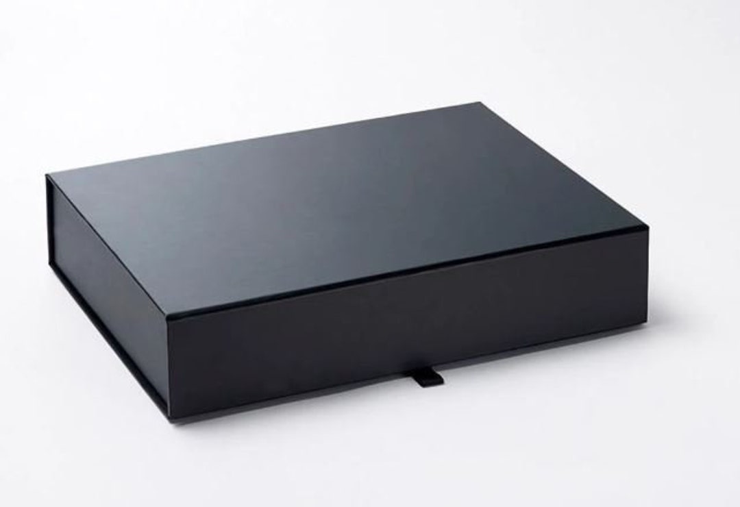大型A4サイズ ブラック マグネット式ギフトボックス - A4書類ボックス