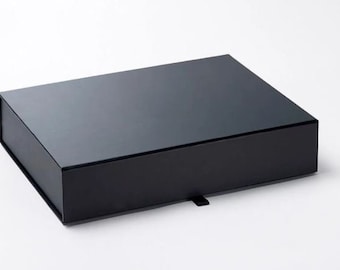 Grande boîte cadeau magnétique noire A4 - Boîte pour documents A4 - Boîte de présentation luxueuse - Boîte cadeau d'entreprise - Boîte de Noël de qualité
