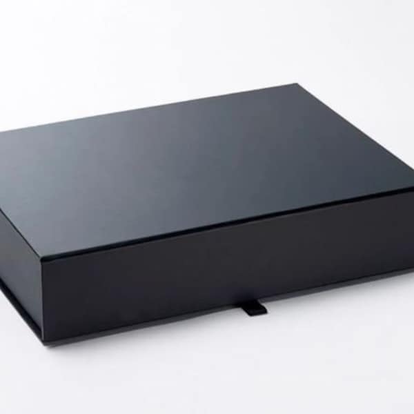 Large A4 Black Magnetic Gift Box - A4 Document Box - Luxury Presentation Box - Company corporate Gift Box - Quality Christmas Box