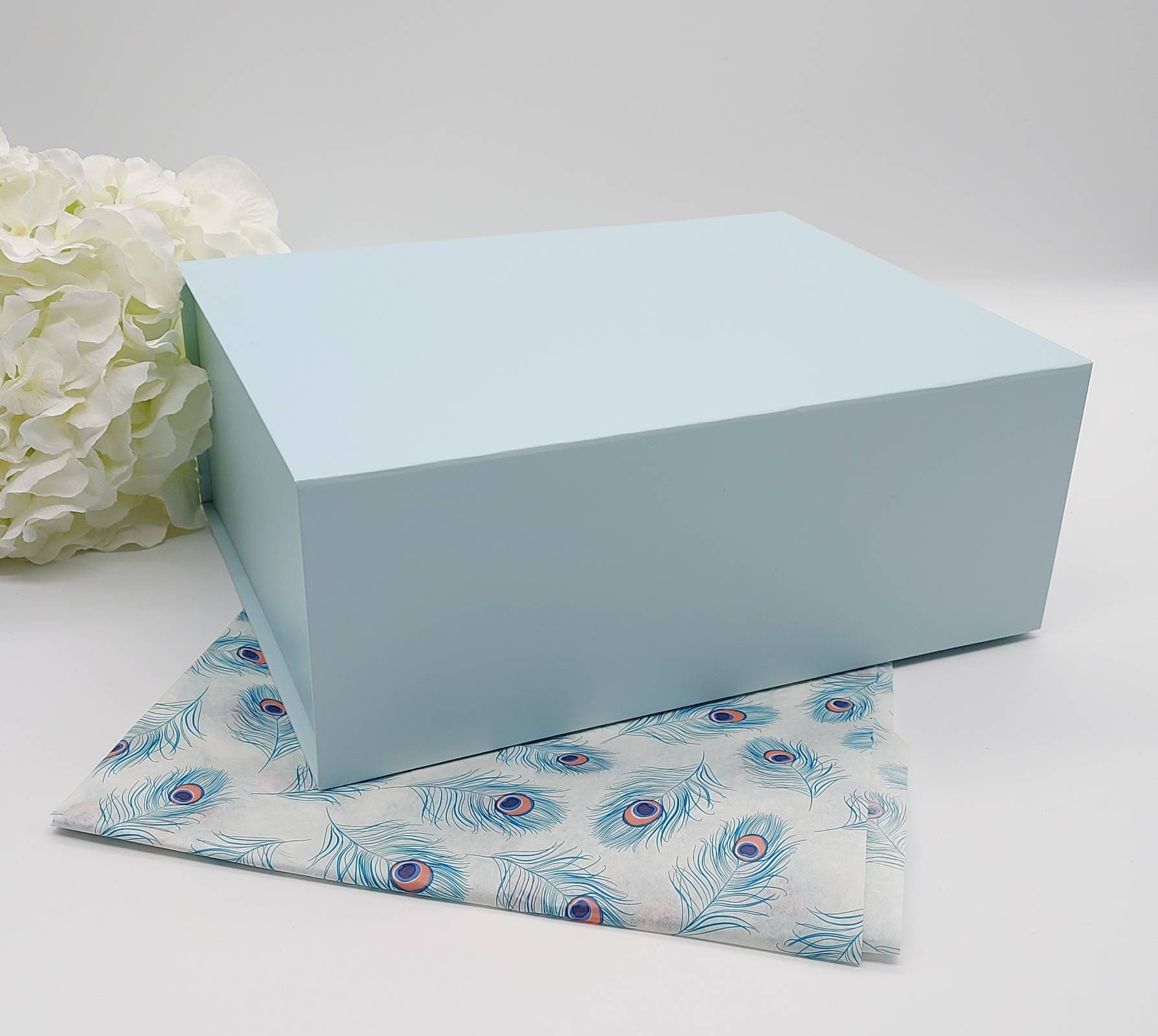 Aqua Blue Lift Lid Mulberry Paper Gift Box