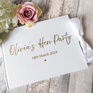 Hen party guest book with foil printed name and personalisation - White or Navy Bridal Guest Book - Hen Do Guest Book