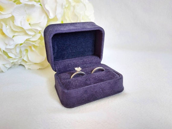 Luxury Navy Blue Double Ring Box Suede Double Ring Box Couple Ring Box Wedding Ring Box Ring Bearer Box His and Hers Ring Box Etsy UK