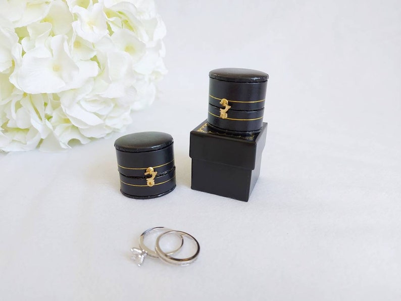 Black Ring Box Small traditional style heirloom ring box Antique Style Ring Box Vintage style ring box Single ring box