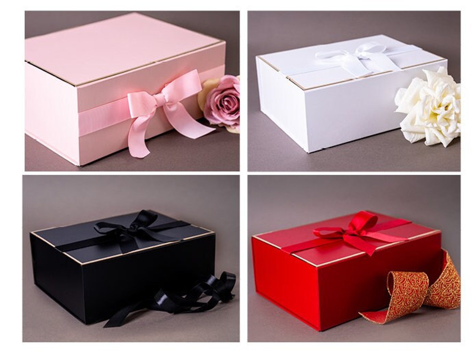 Luxury Large Gift Boxes With Gold Edge and Ribbon Bow Eid | Etsy UK