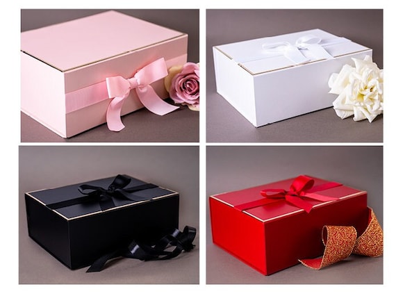 Scatole regalo grandi di lusso con bordo dorato e fiocco in nastro Scatole  regalo Eid Mubarak vuote Scatola cesto matrimonio Scatola regalo rosa Scatola  regalo bianca -  Italia