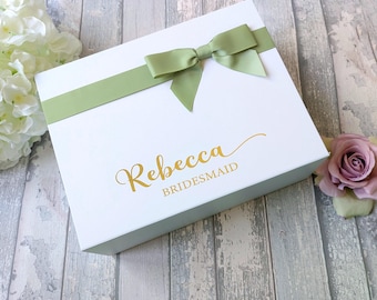 Gift Box personalised with name or message and Ribbon Bow - Choice of colours - Bridesmaid Proposal Boxes - Box for Eid, Mothers Day