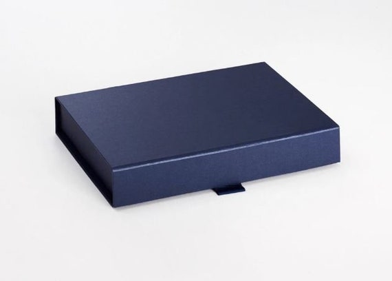 Navy Blue Gift Box - Small A6 Postcard Photo Magnetic Luxury Gift Box - Wedding Gift - Groomsman Gift Box - Navy Gift Box - Presentation Box