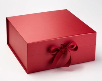 Caja de regalo magnética navideña roja extragrande con lazo de cinta