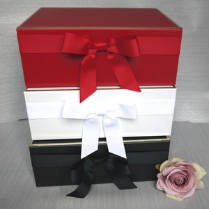 Red and Gold Personalised Valentine's Magnetic Gift Box with Ribbon Bow - Empty Christmas Eve Box - Gift Box for Him or Her with name image 6