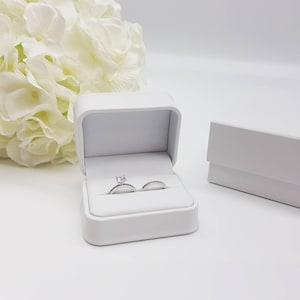 White double Ring Box - Wedding Ring Box - Ring Box for couple - White Leatherette Double Ring Box - His and hers ring box