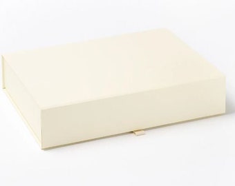 Grande boîte cadeau ivoire A4 - Boîte pour documents de mariage - Boîte photo - Boîte de présentation - Boîte cadeau de mariage magnétique - Boîte pour photos - Boîte photo A4