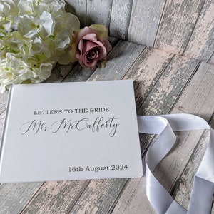 Letters to the Bride luxury book with foil printed name and personalisation White or Navy Bridal Guest Book Hen Do Guest Book image 8