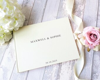 Ivory Wedding Guest Book A4: Personalized Photo Memory Book