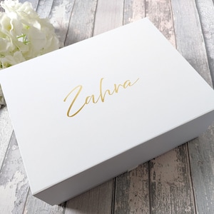 White Gift Box with foil print name - Bridesmaid Proposal Box - Large Medium Small White Gift Box - Wedding gift box - Bridesmaid gift box