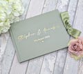 Sage Green Wedding Guestbooks with ribbon - Books for guest signing Foil Personalisation - White Pink Ivory Photo book Wedding Engagement