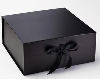 Caja de regalo extra grande negra con cinta - Caja de regalo grande - Caja del Día del Padre - Cesta de regalo para él - Caja de regalo de cumpleaños - Caja de regalo magnética