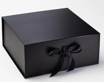 Black Extra Large Gift Box with Ribbon - Large Gift Box - Father's Day Box - Gift Hamper Him - Birthday Gift Box - Magnetic Gift Box